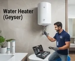 W2 technician servicing a geyser / water heater in Bengaluru