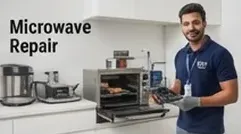 W2 technician repairing a microwave oven in Bengaluru